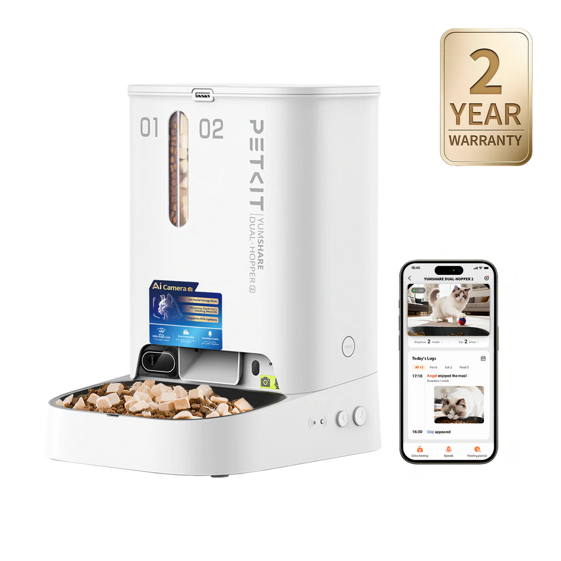【PETKIT】YumShare Dual-hopper with Camera Smart Pet Feeder 2-UK