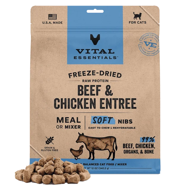【VITAL ESSENTIALS VE】Vital Cat Freeze-Dried Soft Nibs - Beef & Chicken