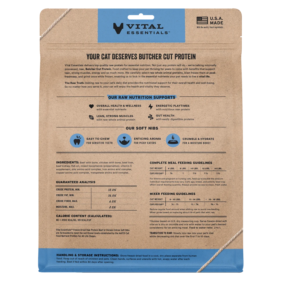 【VITAL ESSENTIALS VE】Vital Cat Freeze-Dried Soft Nibs - Beef & Chicken