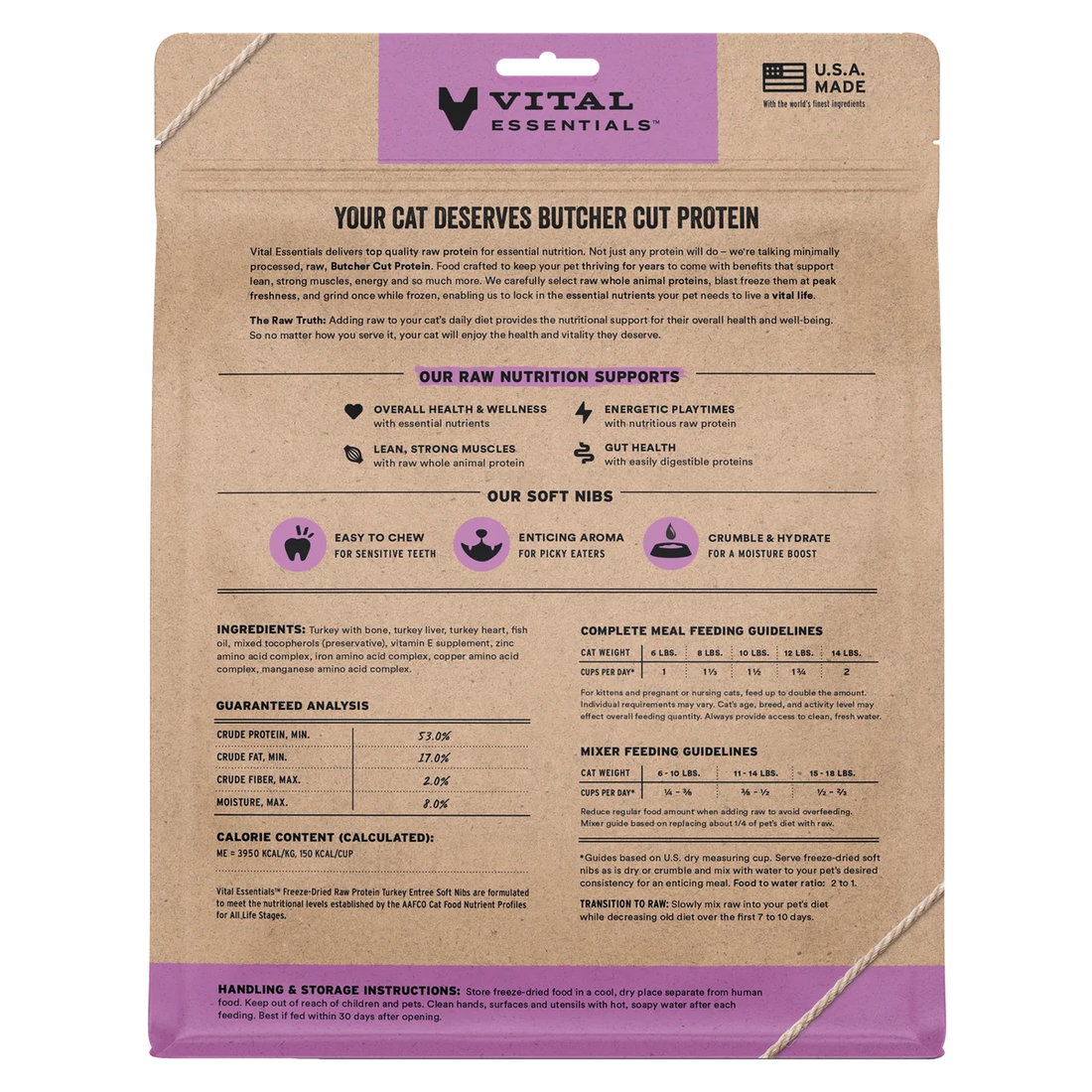 【VITAL ESSENTIALS VE】Vital Cat Freeze-Dried Soft Nibs - Turkey