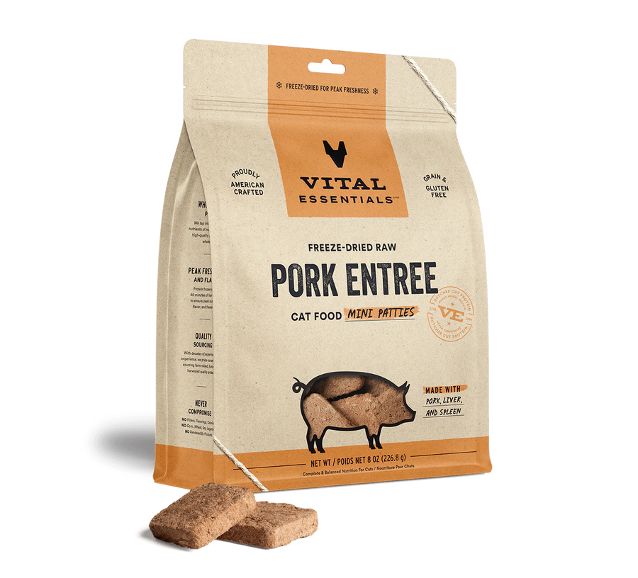 【VITAL ESSENTIALS VE】VC Cat Freeze-Dried Raw Mini Patties - Pork