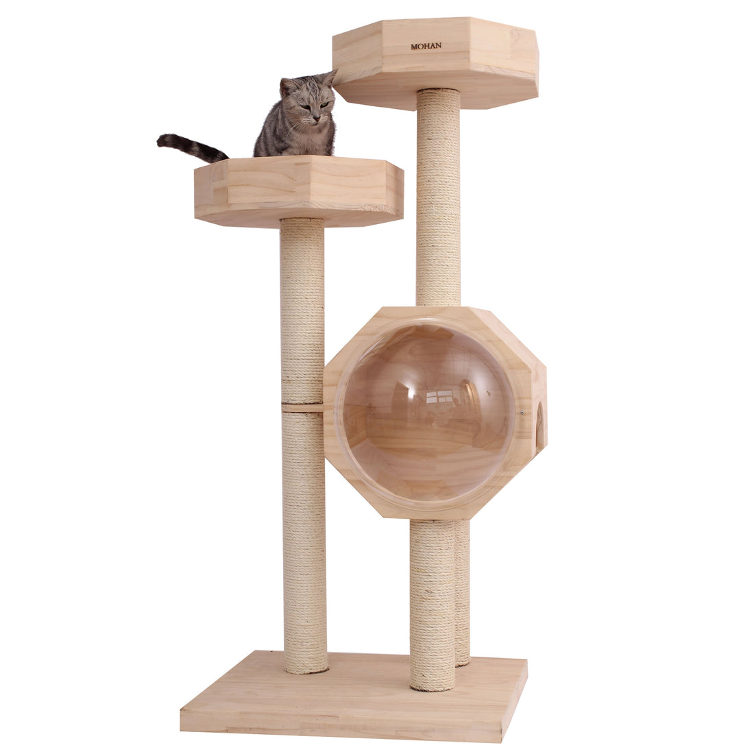 133cm Wooden Capsule Cat Tree - Pet Supplies - PawPawDear