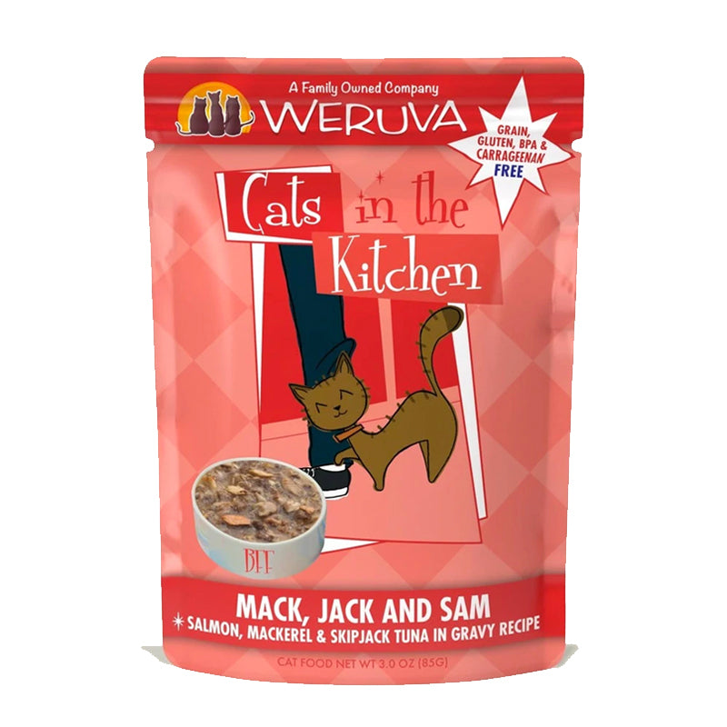 【Weruva】Cats in the Kitchen - Mack, Jack & Sam (Salmon, Mackerel & Skipjack Tuna in Gravy) 3.0 oz Pouch