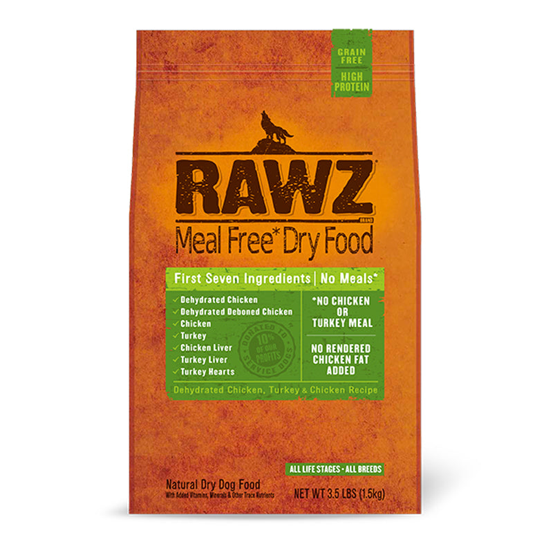 【Rawz】 Dog Food Meal Free Dehydrated Chicken, Turkey & Chicken Recipe 10lbs