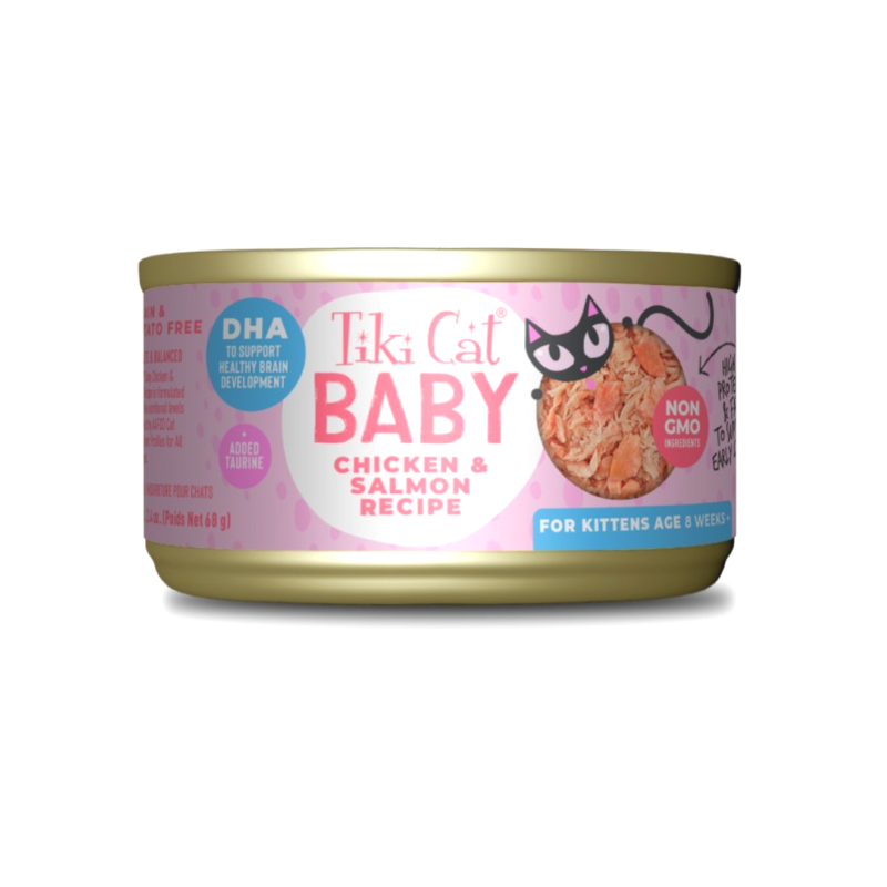 【TIKI CAT】 Baby Chicken & Salmon Recipe Canned Kitten Food 2.4 oz