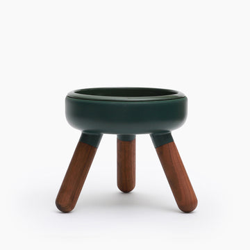 【INHERENT】Oreo Table 2系列深绿色宠物碗 - 胡桃木高架桌脚