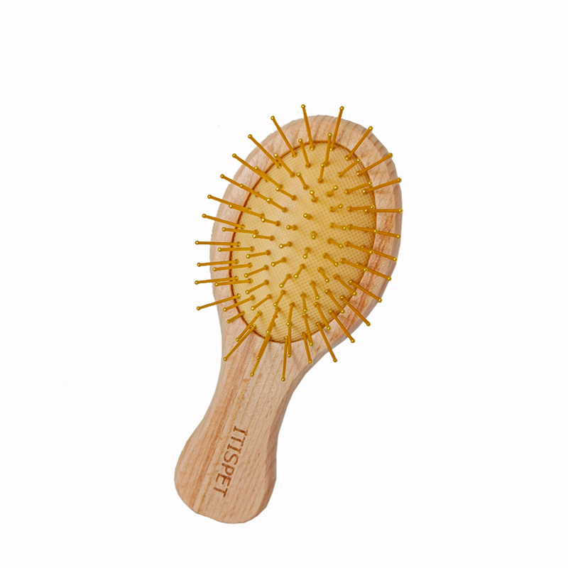 Wood Comb With Detangling Pin Brush