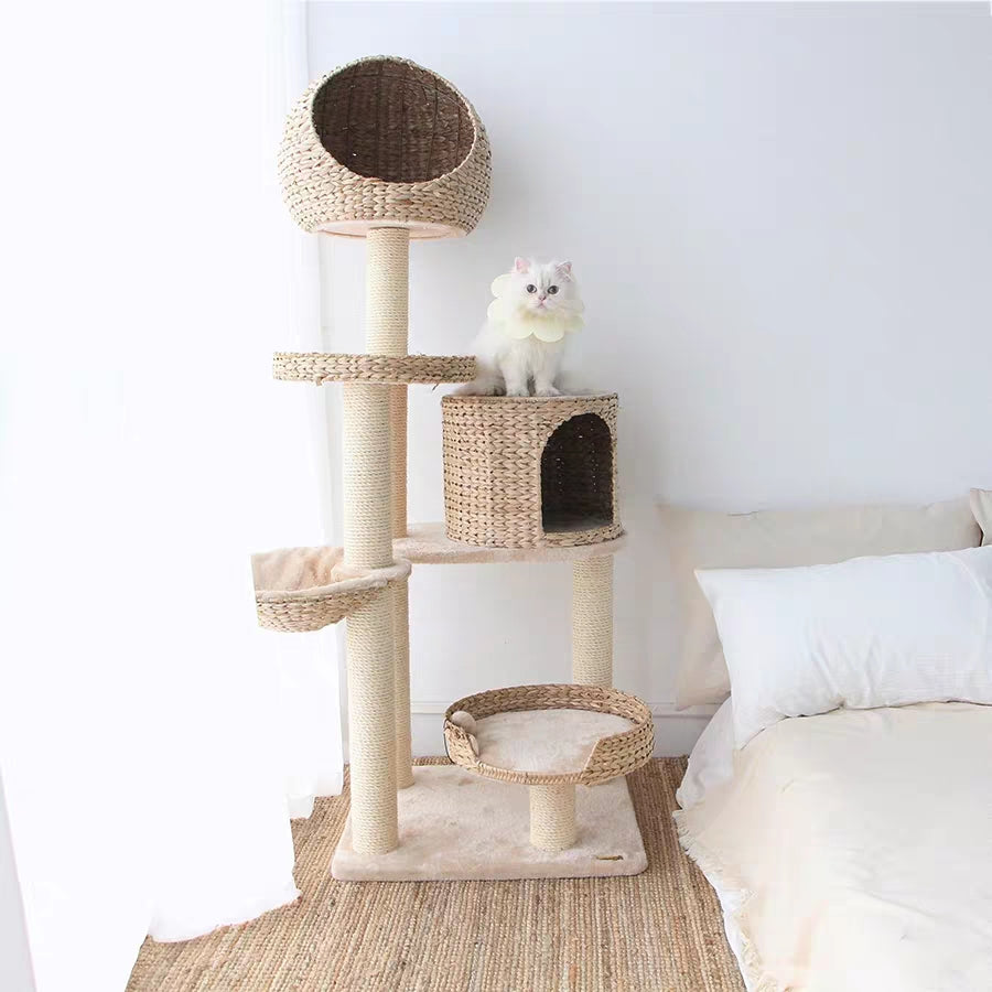 Catry 160cm Rattan Cat Tree-Cat Toys-PawPawDear