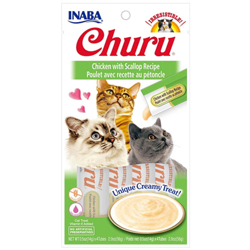Inaba Churu Purées Cat Treat - Chicken with Scallop-Treats-PawPawDear