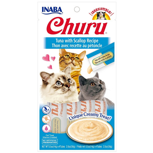 Inaba Churu Purées Cat Treat - Tuna with Scallop-Treats-PawPawDear