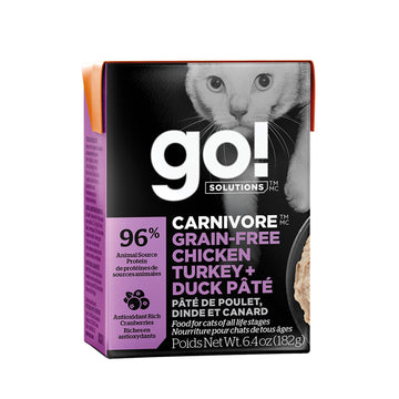 【Go! Solutions】CARNIVORE Grain Free Pâté for Cats 6.4 oz - Chicken + Turkey + Duck