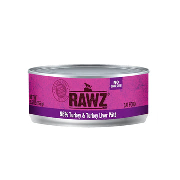 【Rawz】- 猫咪罐头 - 96% 火鸡＋火鸡肝 3 盎司 (肉酱) 