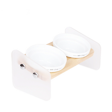 Acrylic Duo Bowl Dining Table - with Two Ceramic Bowls