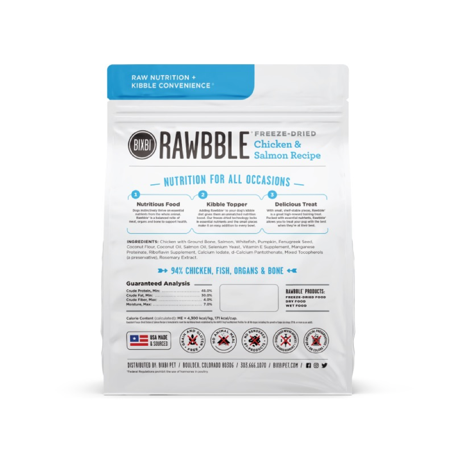 【BIXBI】RAWBBLE® Freeze-Dried Dog Food 128g - Chicken & Salmon