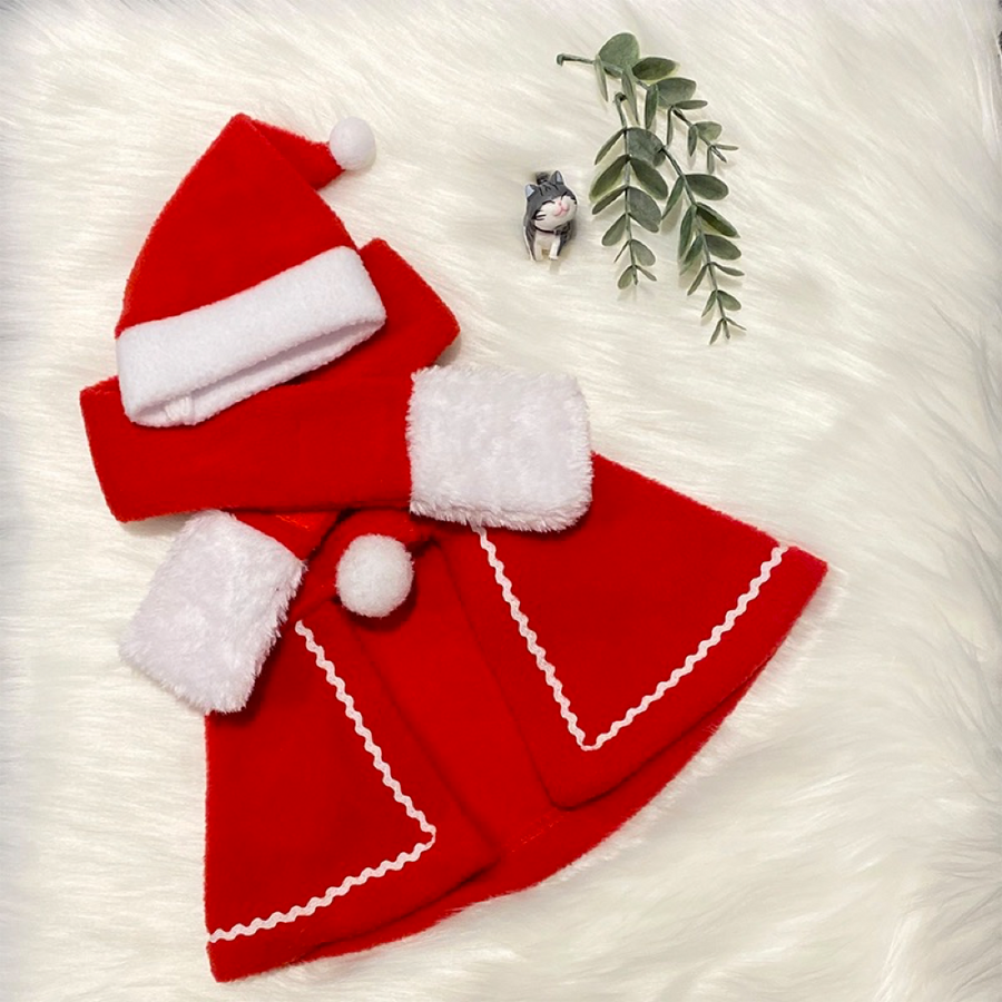 圣诞头套+披风+围巾三件套