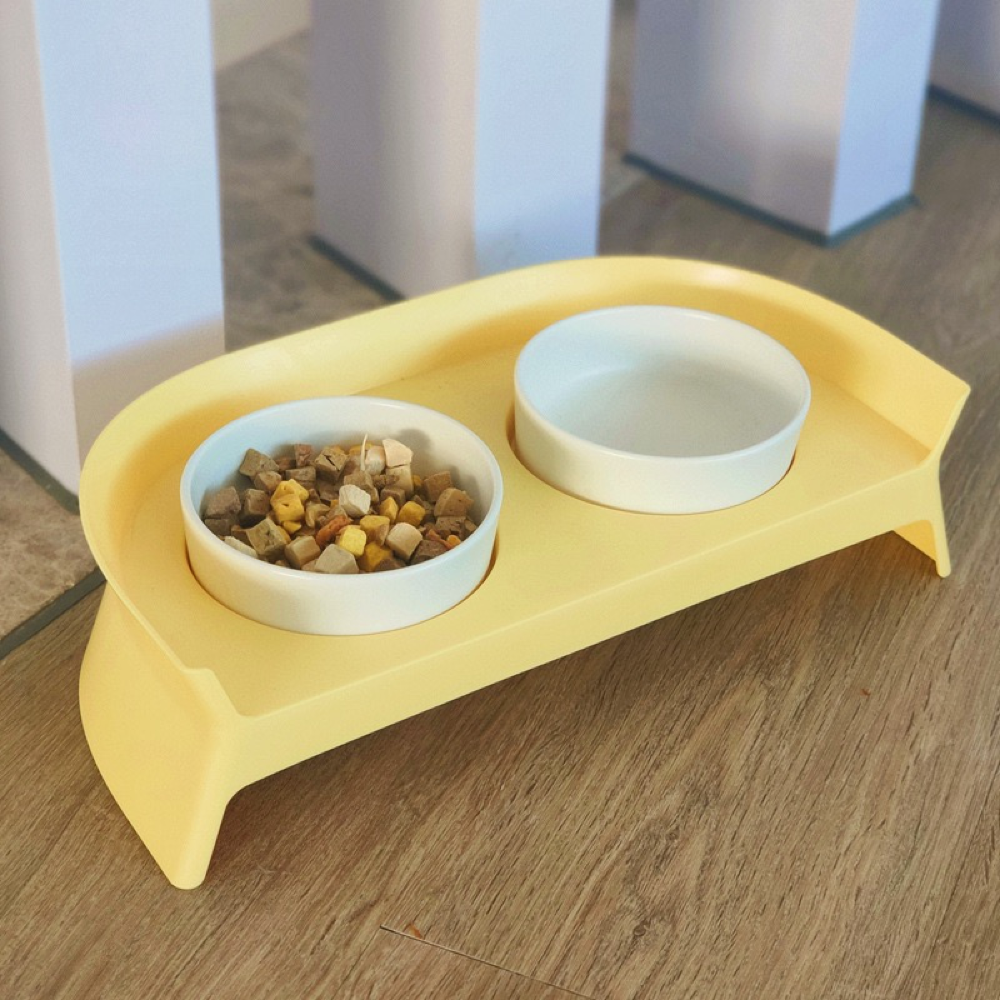 【Clearance】Banana Duo Bowl Dining Table - with Two Ceramic Bowls