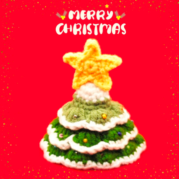 手工编织羊毛小帽子-圣诞树款