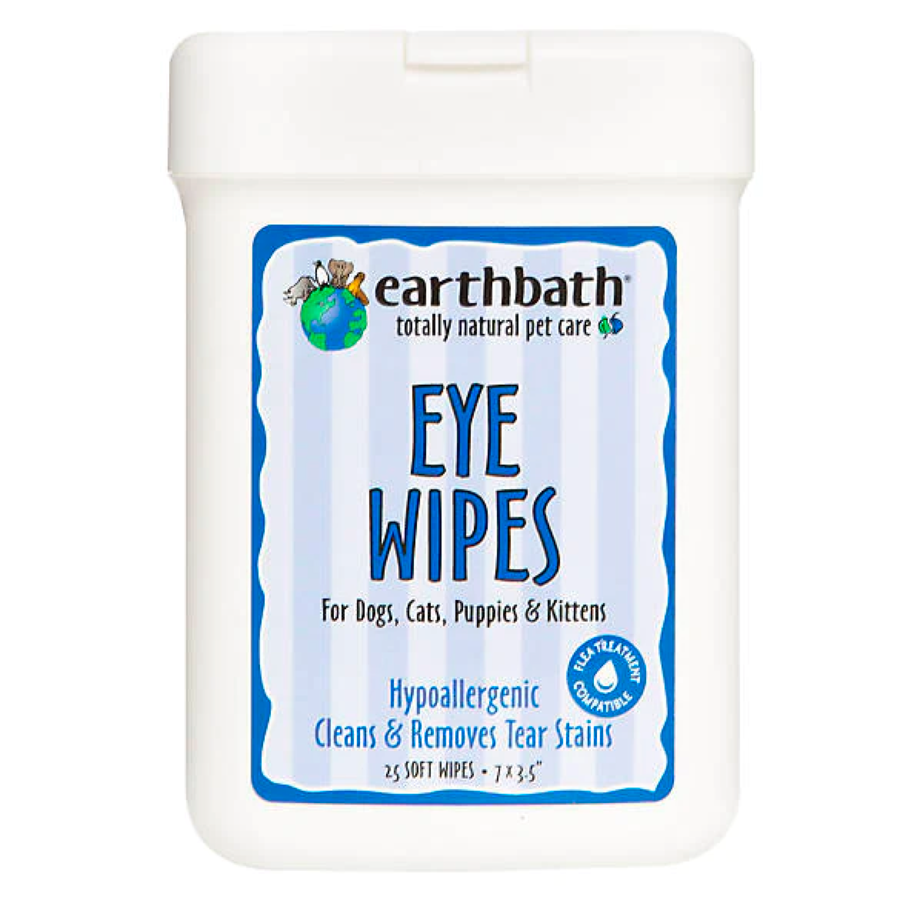 【Earthbath】Tear Stain Eye Wipes - Hypoallergenic Fragrance Free 25cts