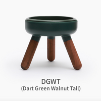 【INHERENT】Oreo Table 2系列深绿色宠物碗 - 胡桃木高架桌脚