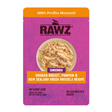 【Rawz】 Cat Food Pouch Chicken Breast, Pumpkin & New Zealand Green Mussels Recipe  2.46 oz