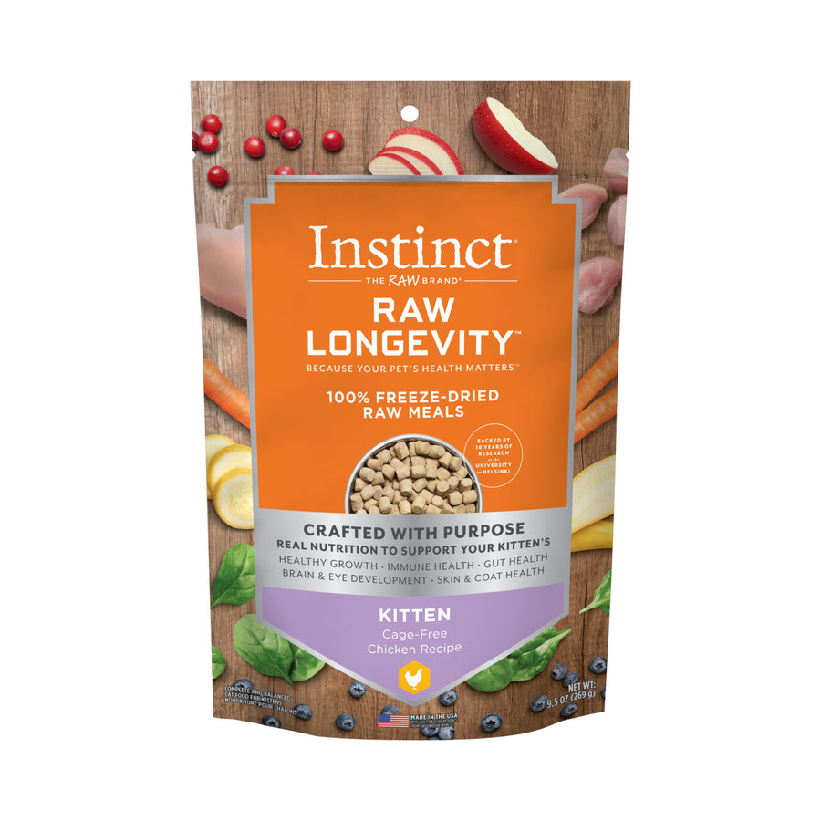 【INSTINCT - KITTEN】LONGEVITY 100% Freeze-Dried Raw Meal - Chicken 9.5 oz