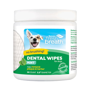 TropiClean Fresh Breath Dental Wipes for Dogs - 50ct