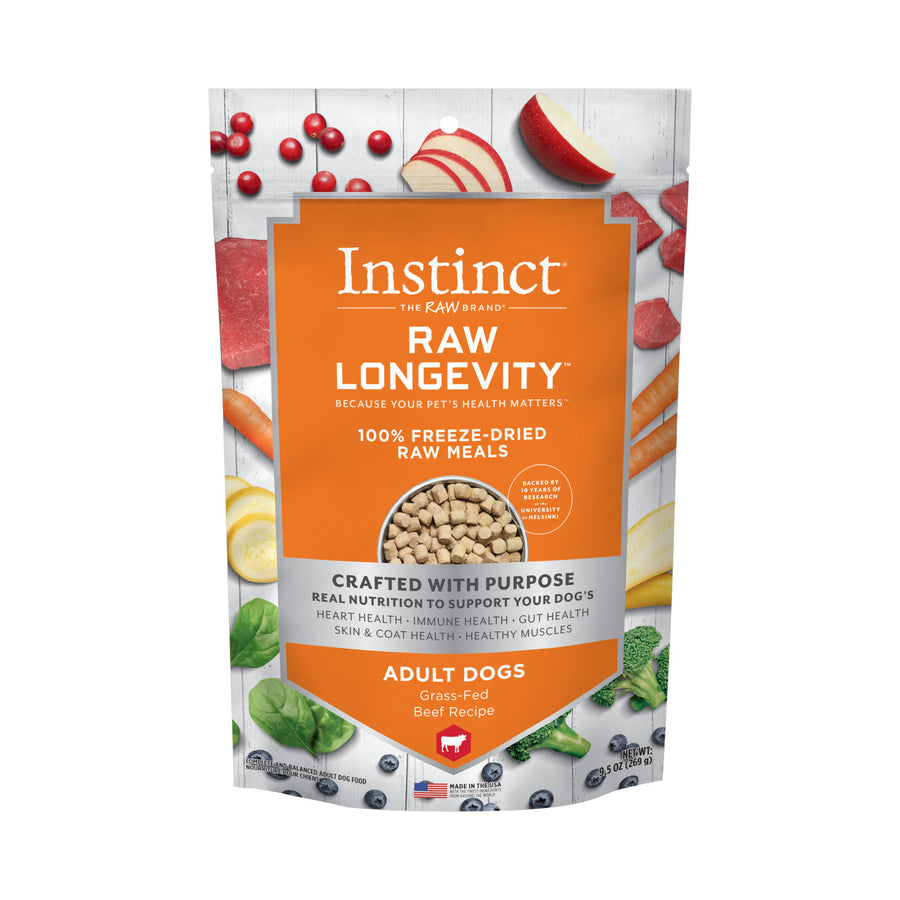 【INSTINCT - DOG】LONGEVITY Freeze-Dried Raw Meal - Beef 9.5 oz